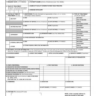 DD Form 877-1. Request for Medical/Dental Records from the National Personnel Records Center (NPRC) (St. Louis, Missouri)