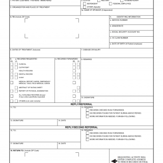 DD Form 877. Medical/Dental Records or Information, Request For
