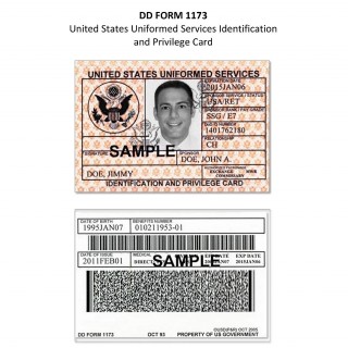 DD Form 1173.  	United States Uniformed Services Identification and Privilege Card (Dependent) (TAN)