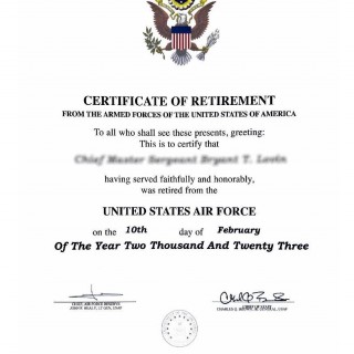 DD Form 363AF. Certificate of Retirement