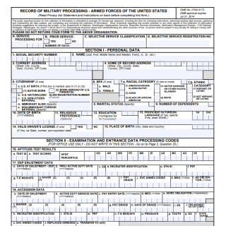 DD Form 1966. Record of Military Processing