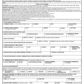 DD Form 2168. Application for Discharge of Member or Survivor of Member of Group Certified to Have Performed Active Duty with the Armed Forces of the U.S.