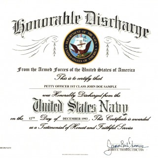 DD Form 256. Honorable Discharge Certificate