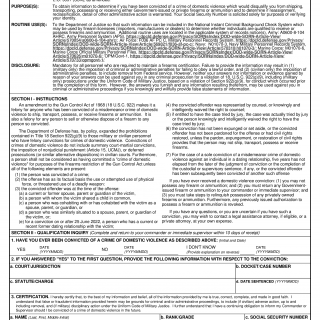 DD Form 2760. Qualification to Possess Firearms or Ammunition
