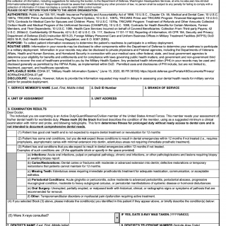 DD Form 2813 - Department of Defense Active Duty/Reserve/Guard/Civilian Forces Dental Examination