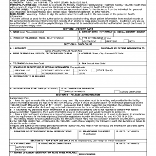 DD Form 2870. Authorization for Disclosure of Medical or Dental ...
