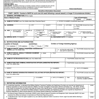 DD Form 2911. DoD Sexual Assault Forensic Examination Report