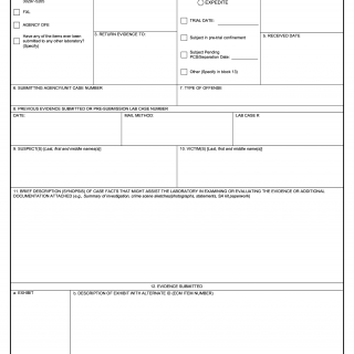 DD Form 2922. Forensic Laboratory Examination Request