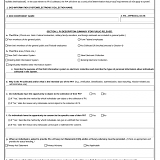 DD Form 2930. Privacy Impact Assessment (PIA)