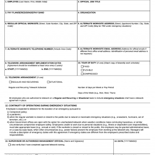 DD Form 2946. Department of Defense Telework Agreement