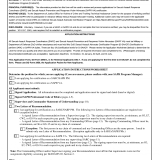 DD Form 2950-1. Department of Defense Sexual Assault Advocate Certification Program (D-SAACP) Application Packet for Renewal Applicants