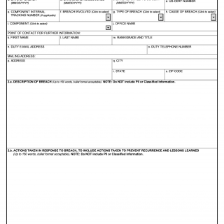 DD Form 2959. Breach of Personally Identifiable Information (PII) Report
