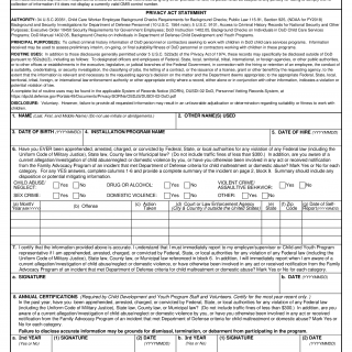 DD Form 2981. Basic Criminal History and Statement of Admission (Department of Defense Child and Youth (C&Y) Programs)
