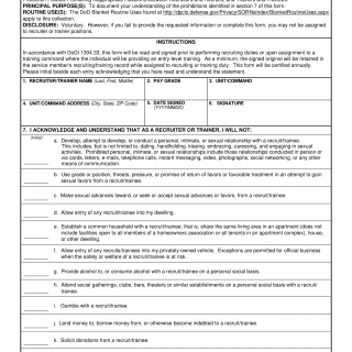 DD Form 2982. Recruiter/Trainer Prohibited Activities Acknowledgment