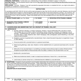 DD Form 2983. Recruit/Trainee Prohibited Activities Acknowledgment