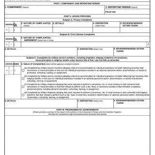 DD Form 2984. Component Privacy and Civil Liberties Report
