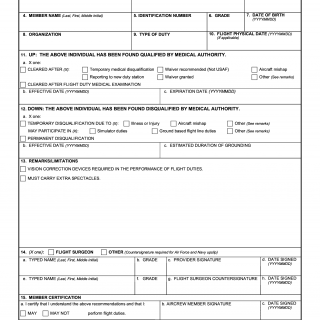 DD Form 2992. Medical Recommendation for Flying or Special Operational Duty