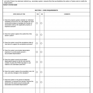 DD Form 3042. Accountable Property System of Records (APSR) Equipment Requirements Checklist
