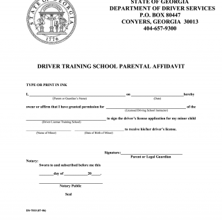 Form DS-7010 - Driver Training School Parental Affidavit