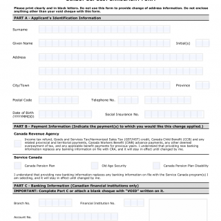 Direct Deposit Enrolment Form (PWGSC-TPSGC 8001-552E)