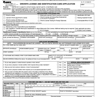 Form DL 1P. Driver's License and ID Card Application