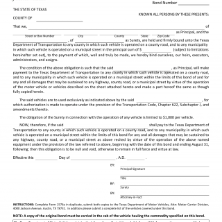 Form DMV-1575A. Recyclable Material Surety Bond - Texas