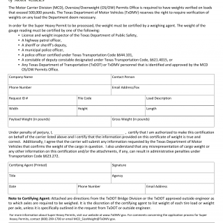 Form DMV-2274. Super Heavy Weight Document - Texas