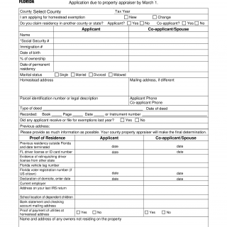 Form DR-501. Original Application for Homestead and Related Tax Exemptions