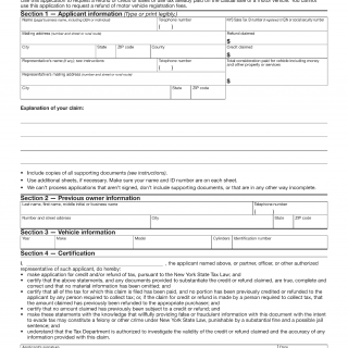 Form DTF-806. Application for Refund or Credit of Sales or Use Tax  Paid on a Casual Sale of Motor Vehicle