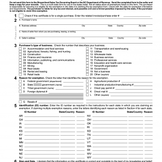 Form E-595E. Streamlined Sales and Use Tax Certificate of Exemption ...