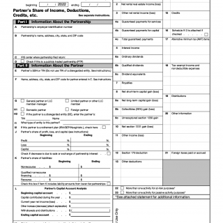 IRS Form 1065. Schedule K-1. Partner’s Share of Income, Deductions,  Credits, etc.