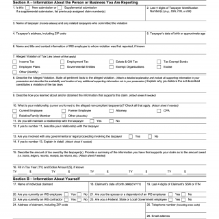 IRS Form 211. Application for Award for Original Information