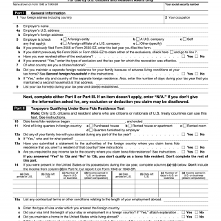 IRS Form 2555. Foreign Earned Income