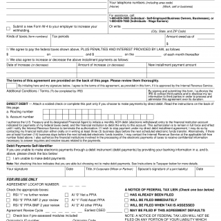 IRS Form 433-D. Installment Agreement