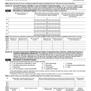 IRS Form 8283. Noncash Charitable Contributions