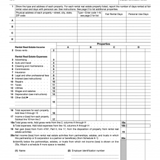 IRS Form 8825. Rental Real Estate Income and Expenses of a Partnership or an S Corporation
