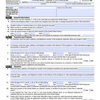 IRS Form 8843. Statement for Exempt Individuals and Individuals with a Medical Condition