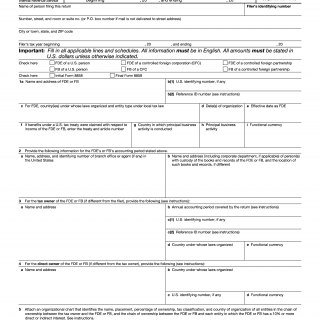 IRS Form 8858. Information Return of U.S. Persons With Respect to Foreign Disregarded Entities (FDEs) and Foreign Branches (FBs)