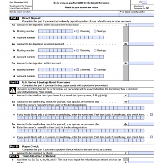 IRS Form 8888. Allocation of Refund