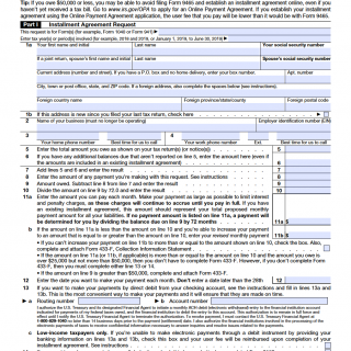IRS Form 9465. Installment Agreement Request