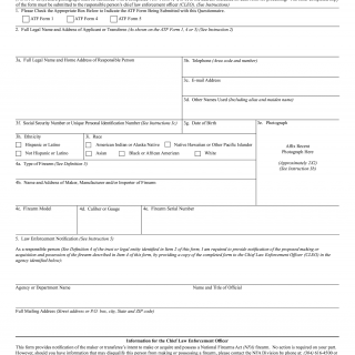 ATF Form 5320.23. National Firearms Act (NFA) Responsible Person Questionnaire