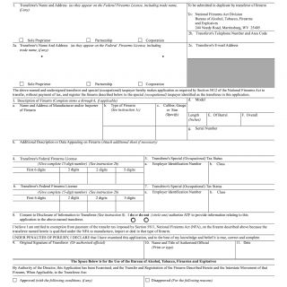 ATF Form 3. Application for Tax-Exempt Transfer of Firearm and Registration to Special Occupational Taxpayer NFA (ATF Form 5320.3)