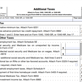 IRS Form 1040 Schedule 2. Additional Taxes