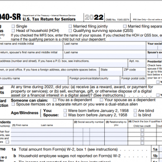 IRS Form 1040 SR. Tax Return For Seniors | Forms - Docs - 2023