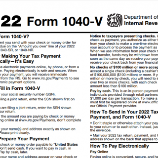 IRS Form 1040-V. Payment Voucher