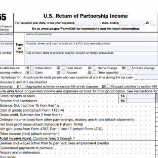 IRS Form 1065. U.S. Return of Partnership Income