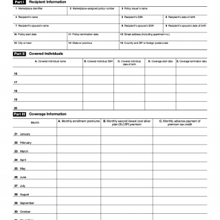 IRS Form 1095-A. Health Insurance Marketplace Statement