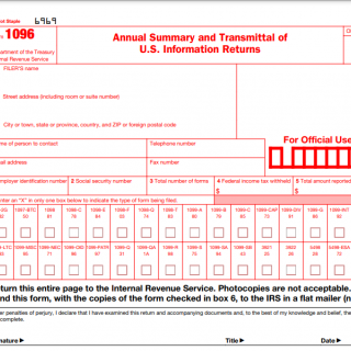 IRS Form 1096. Annual Summary and Transmittal of U.S. Information Returns