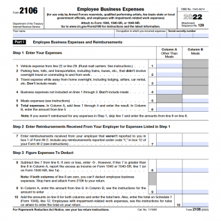 IRS Form 2106. Employee Business Expenses