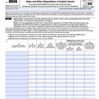 IRS Form 8949. Sales and Other Dispositions of Capital Assets